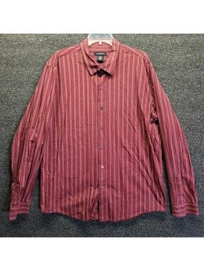 Calvin Klein Jeans Men's Longsleeve Red Pinstripe Button-Down Sz XL